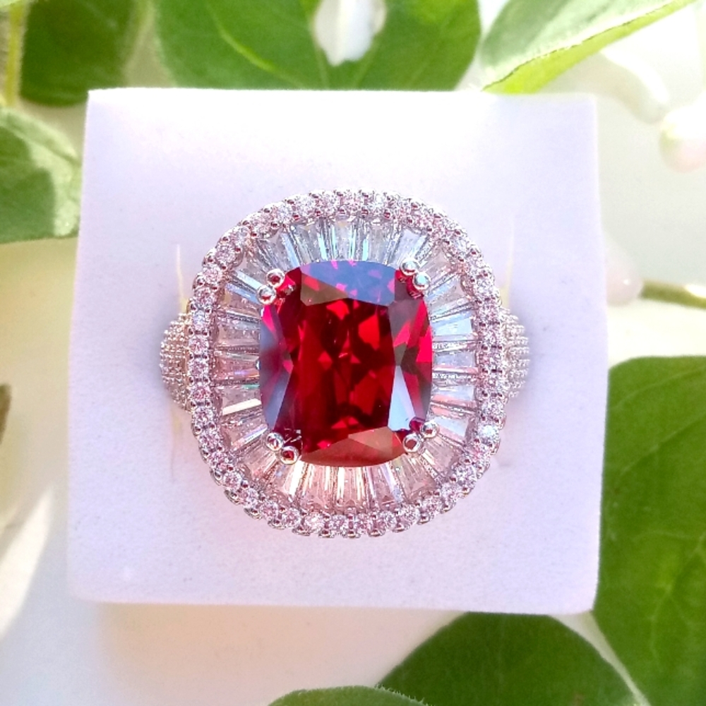Sterling Silver Red Ruby ring - Picture 2 of 4
